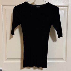 Express black ribbed short sleeve shirt